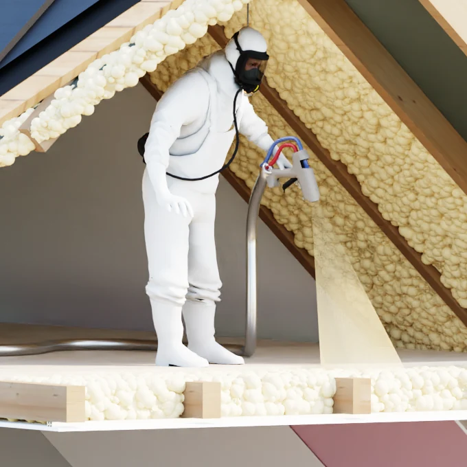 Foam insulation of the ceiling
